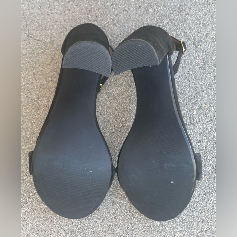 STEVE MADDEN CARRSON ANKLE STRAP BLACK HEELED SANDALS SIZE 7 UPPER LEATHER - Picture 4 of 8